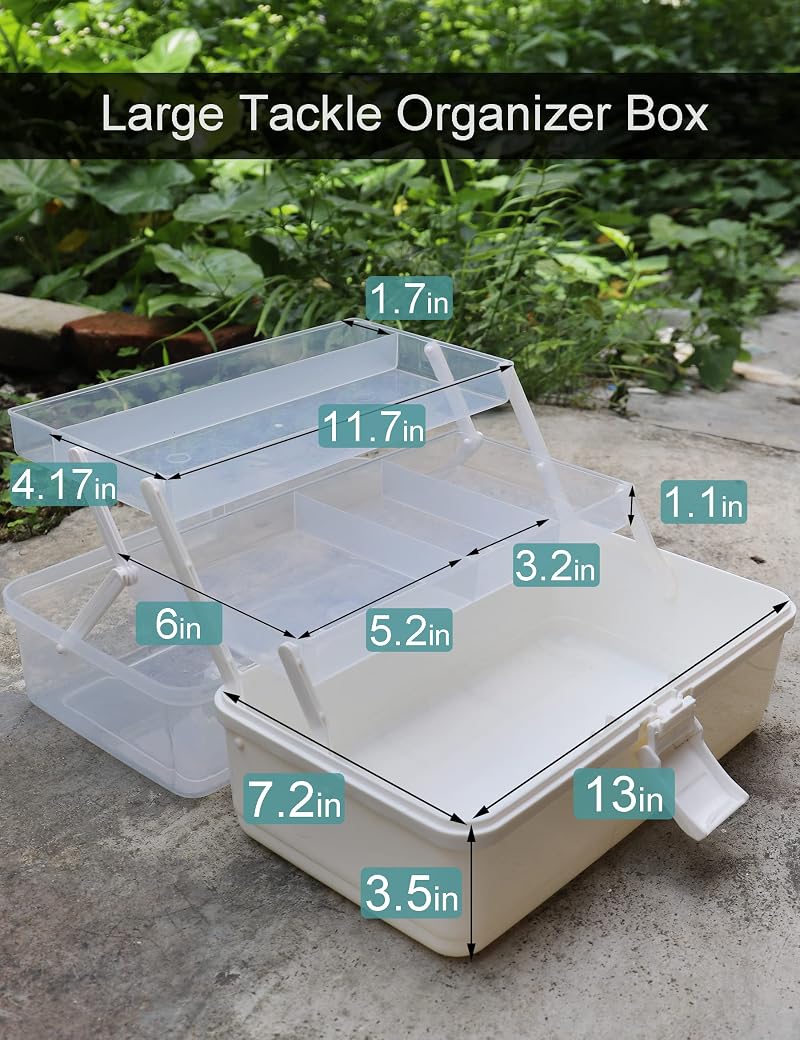 Large 3-Layer Tackle Box, White Plastic Storage Organizer with 2 Trays - Avlcoaky Variation of THIS listing