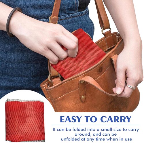 Mesh Beach Bag Drawstring Beach Backpack Foldable Toy Organizer Pouch Shell Basketball Mesh Backpack Large Capacity Swim Bag (Red)