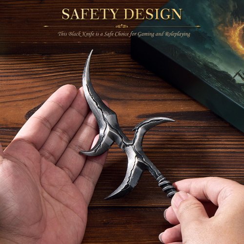 JHCPKS Elden Rings Black Blade,7.09 Inch Metal Craft Equal Scale Reduced Model, Best Choice of Collection Lovers, Exquisite Ornament for Computer Desk, Good Gift for Him/Her