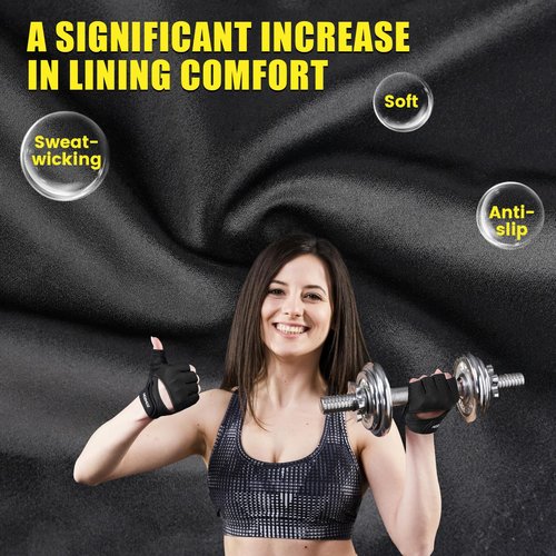 HOZMOZ Ventilated Weight Lifting Gloves, Thick Padded Gym Gloves for Women Men, Workout Gloves with Full Palm Protection & Grip & Shock Absorption Fitness Training Exercise Gloves