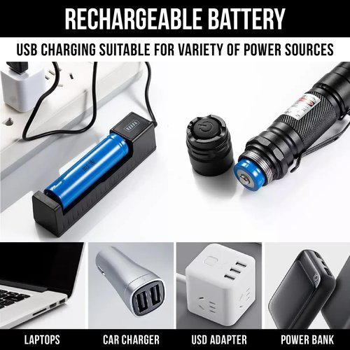HITEKK Green Laser Pointer | High Power Laser Pointer | Rechargeable Tactical Laser Pointer | Long Range Laser Pointer and Carrying Case