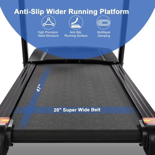 ZRNONAOZ Treadmill with 15% Auto Incline for Home, 20" Wide Running Machine, 4.0HP Folding Electric Treadmill Up to 10 MPH Speed with 25 Programs and Bluetooth Speaker, 350 LBS Capacity