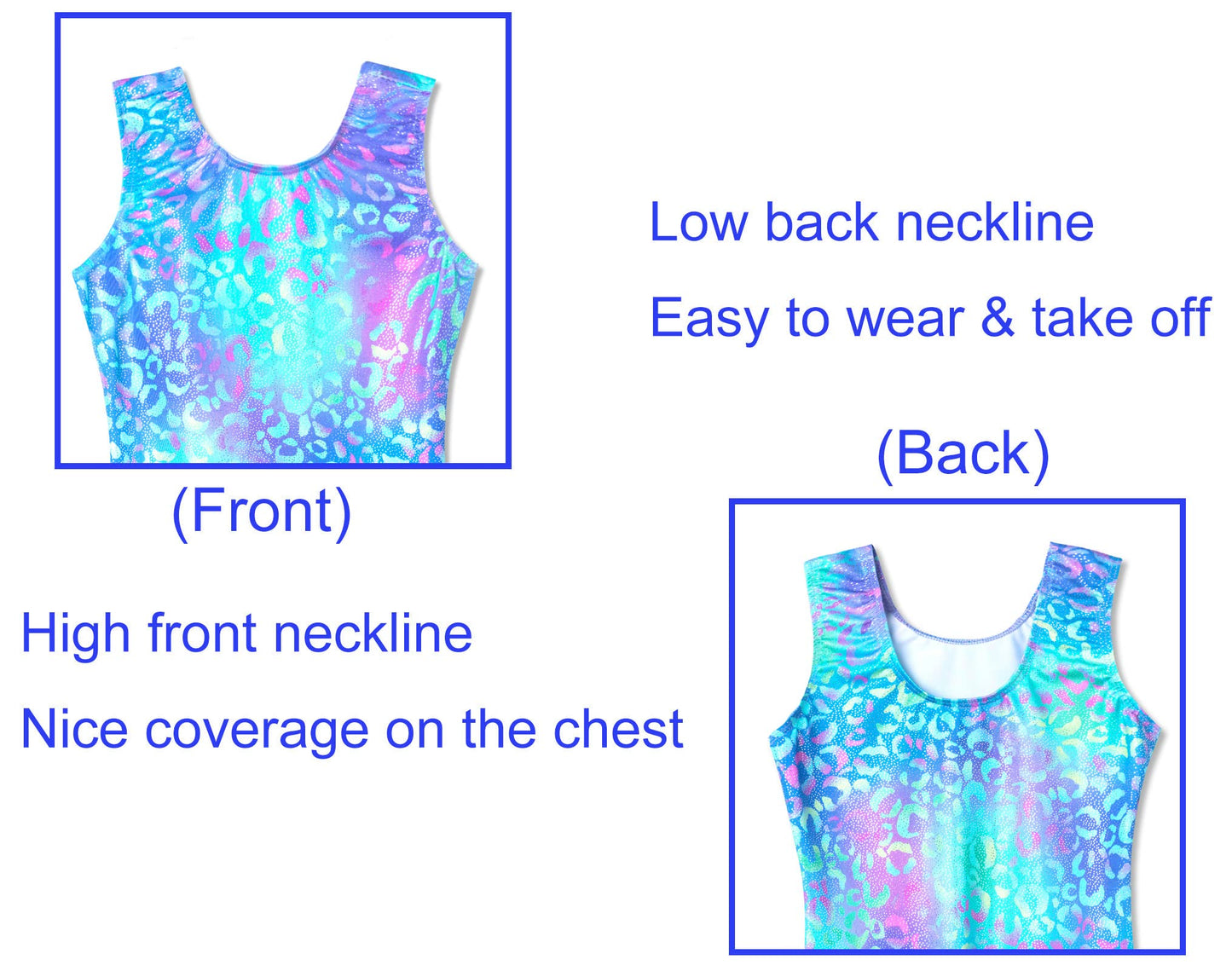 Domusgo Girls Gymnastics Leotards Size 7-8 Years Old Sparkly Green Purple Leopard Practice Outfits