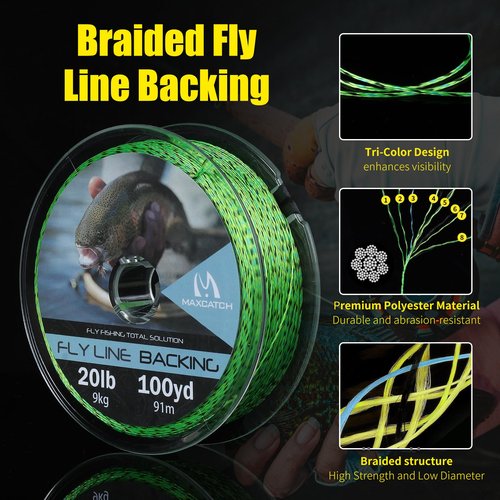 Maxcatch Fly Fishing Line Combo Kit, Weight Forward Floating Line with Two Welded Loops, Backing Line, Tapered Leader and Tippet (Fluo Yellow, WF6F-100FT)