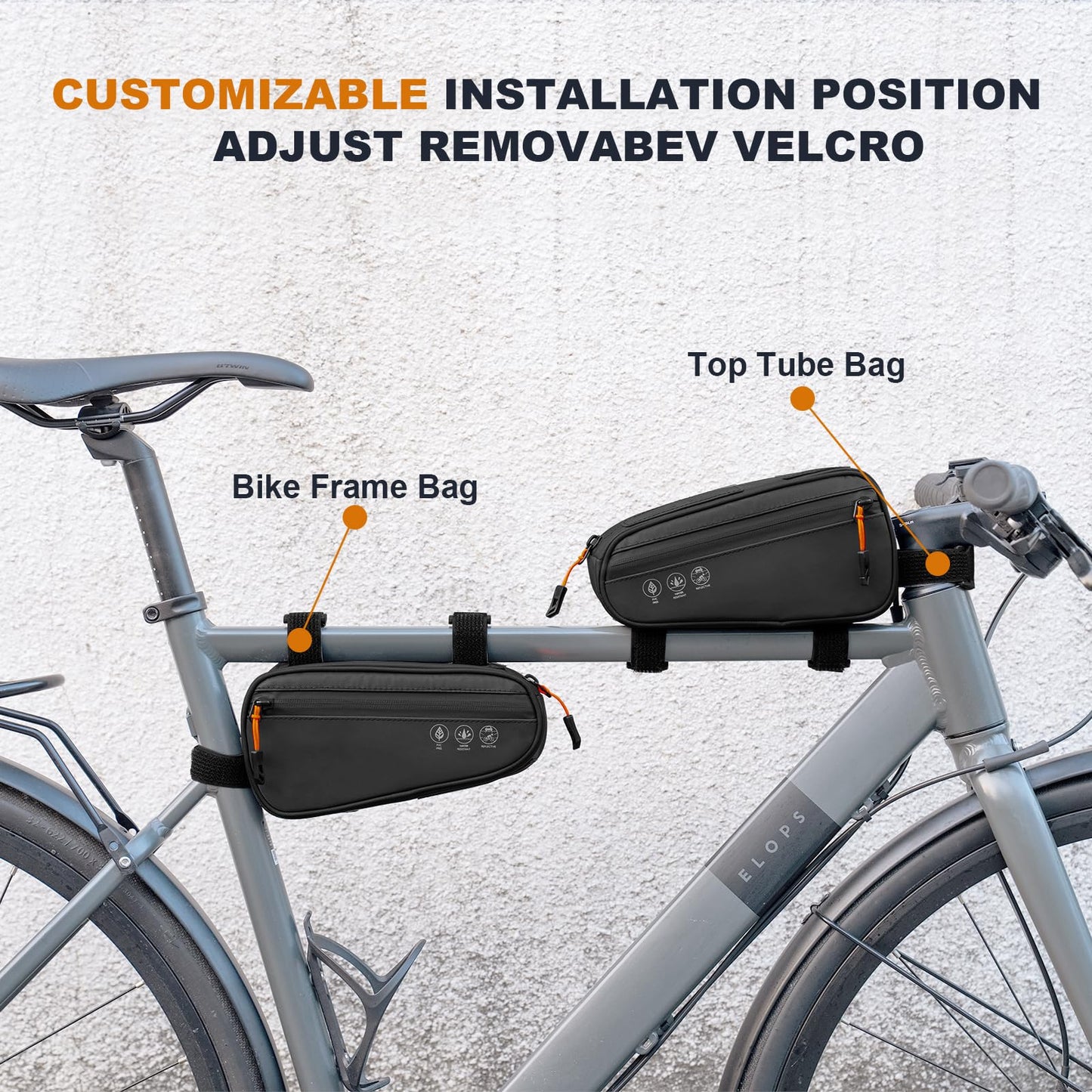 NDakter Bike Triangle Frame Bag, Bicycle Storage Pouch with 2 Side Pockets, 3-in-1 Top Tube Bags for Phone, Waterproof Cycling Tool Accessories Pack for MTB Mountain Road Bikes（1.2L）
