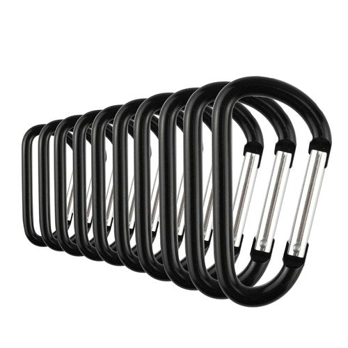 SWATOM Aluminum Carabiner Clip Snap Hook Keyring 1.5/1.9/2.2/2.4/2.8 Inch Carabiners Keychains Black(10P/20P)