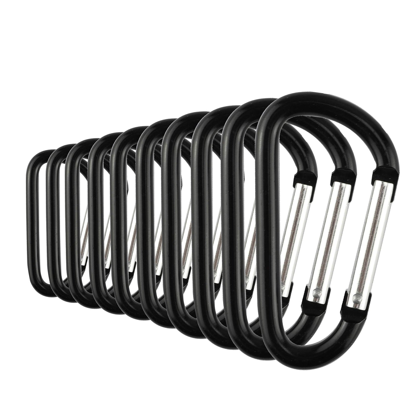 SWATOM Aluminum Carabiner Clip Snap Hook Keyring 1.5/1.9/2.2/2.4/2.8 Inch Carabiners Keychains Black(10P/20P)