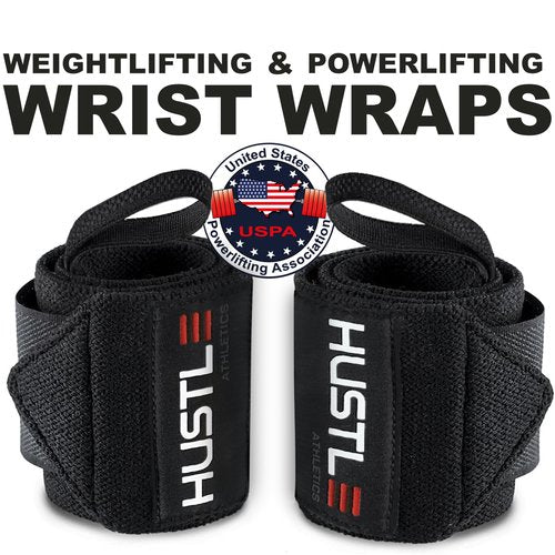 Wrist Wraps for Weightlifting (USPA Approved) - 18" or 12" Premium Quality Weight Lifting Wrist Straps - Best Gym Wrist Wraps with Thumb Loop for Powerlifting & Weight Training for Men & Women