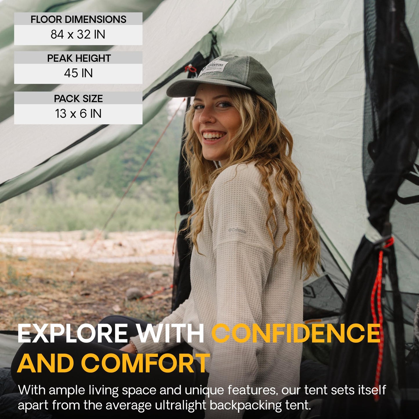 Featherstone Backbone 2 Person Ultralight Tent for Backpacking, Camping, Thru Hiking - Trekking Pole Backpacking Tent - Waterproof, Single-Wall, Durable Shelter - Compact, Light, & Easy to Carry