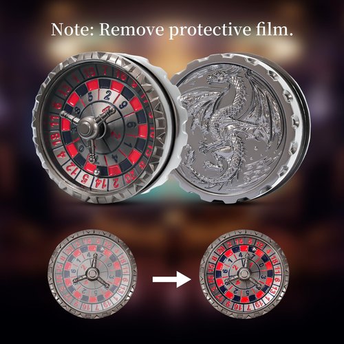 Froggod Roulette Dice Spinner – 1pc Metal DND Spinner with 3D Relief | Mechanical DND Dice – Dungeons and Dragons Gifts(D20 Black Red Blue)