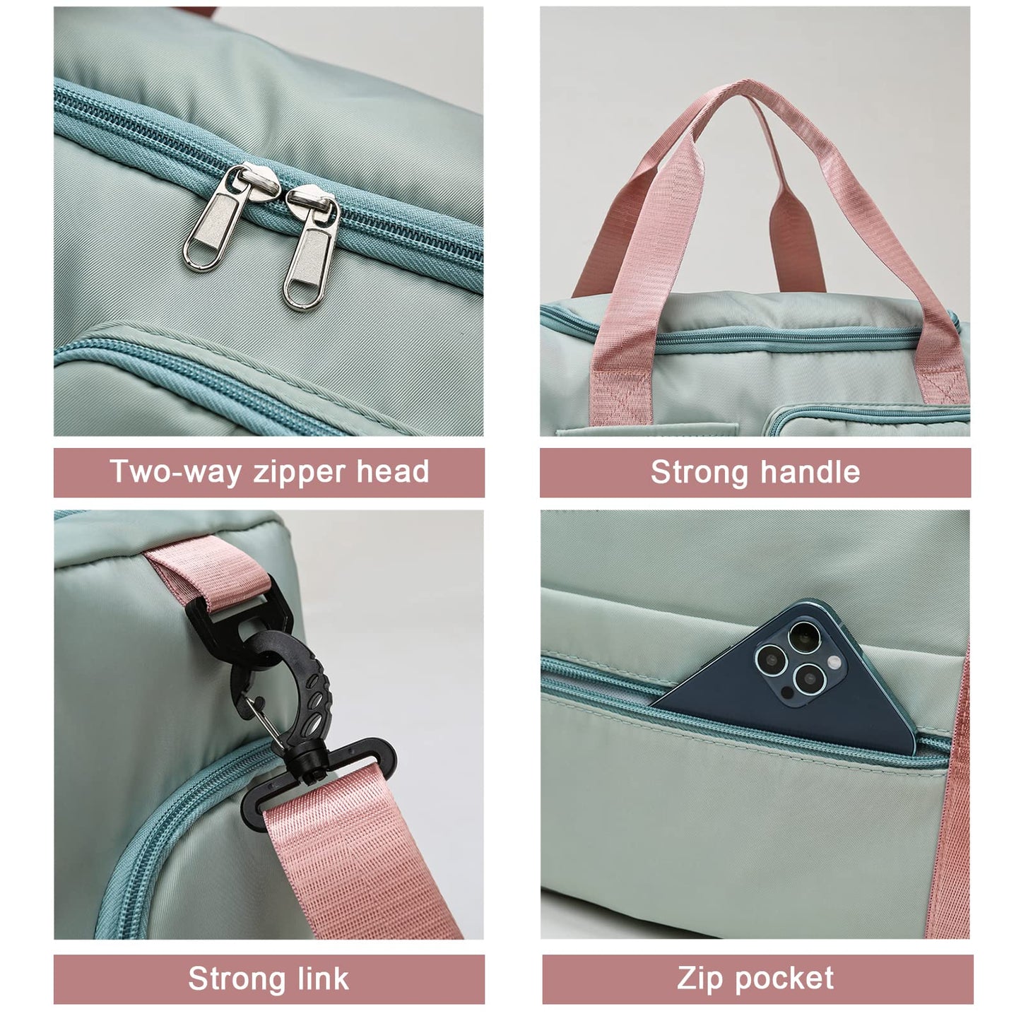 Small Gym Bag for Women, Waterproof Travel Duffle Bag Carry On Weekender Bag with Shoe Compartment & Wet Pocket, Gym Tote Bag for Travel, Workout, Sport