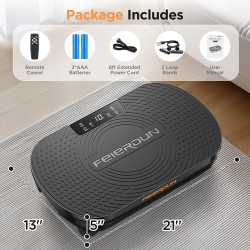 FEIERDUN Vibration Plate Exercise Machine, Vibration Plate for Lymphatic Drainage, Power Plate Vibration Platform for Weight Loss, Toning & Wellness-Black