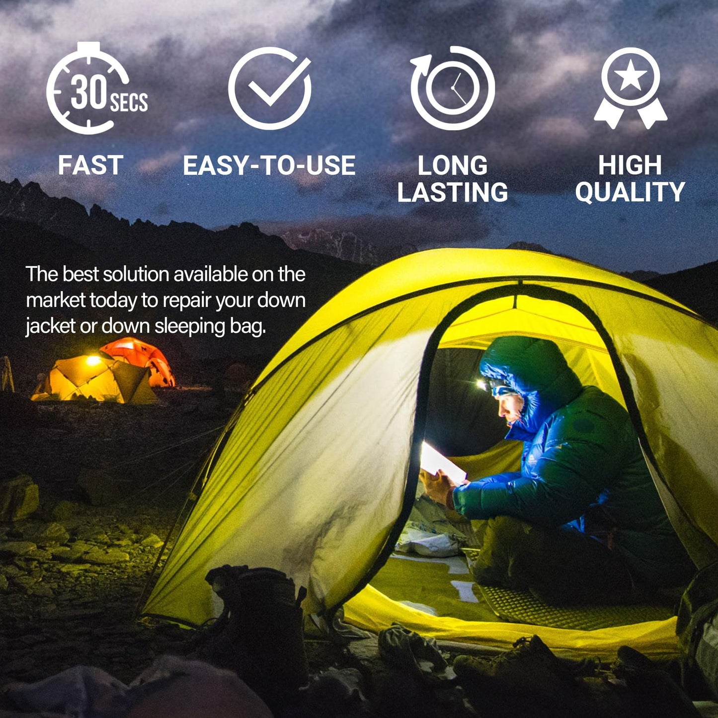 Down Jacket Repair Patches - Self-Adhesive Down Jacket Repair Patches | Waterproof, Tear-Resistant, Pre-Cut Patches | 7-Piece Set for Outdoor Gear, Sleeping Bags & Tents - Dark Gray