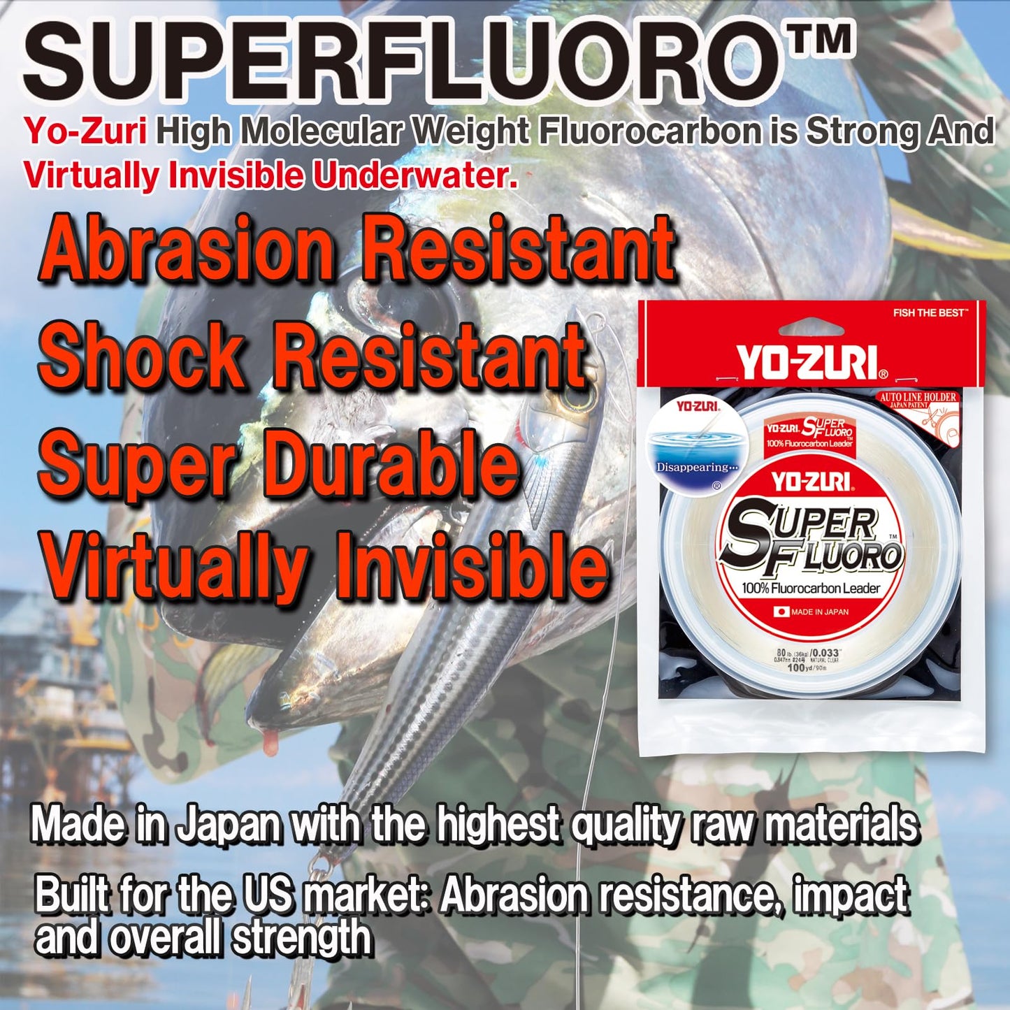 Yo-Zuri YZ-SF-40LB-NCL-30YD: Superfluoro 30Yd 40Lb, Natural Clear