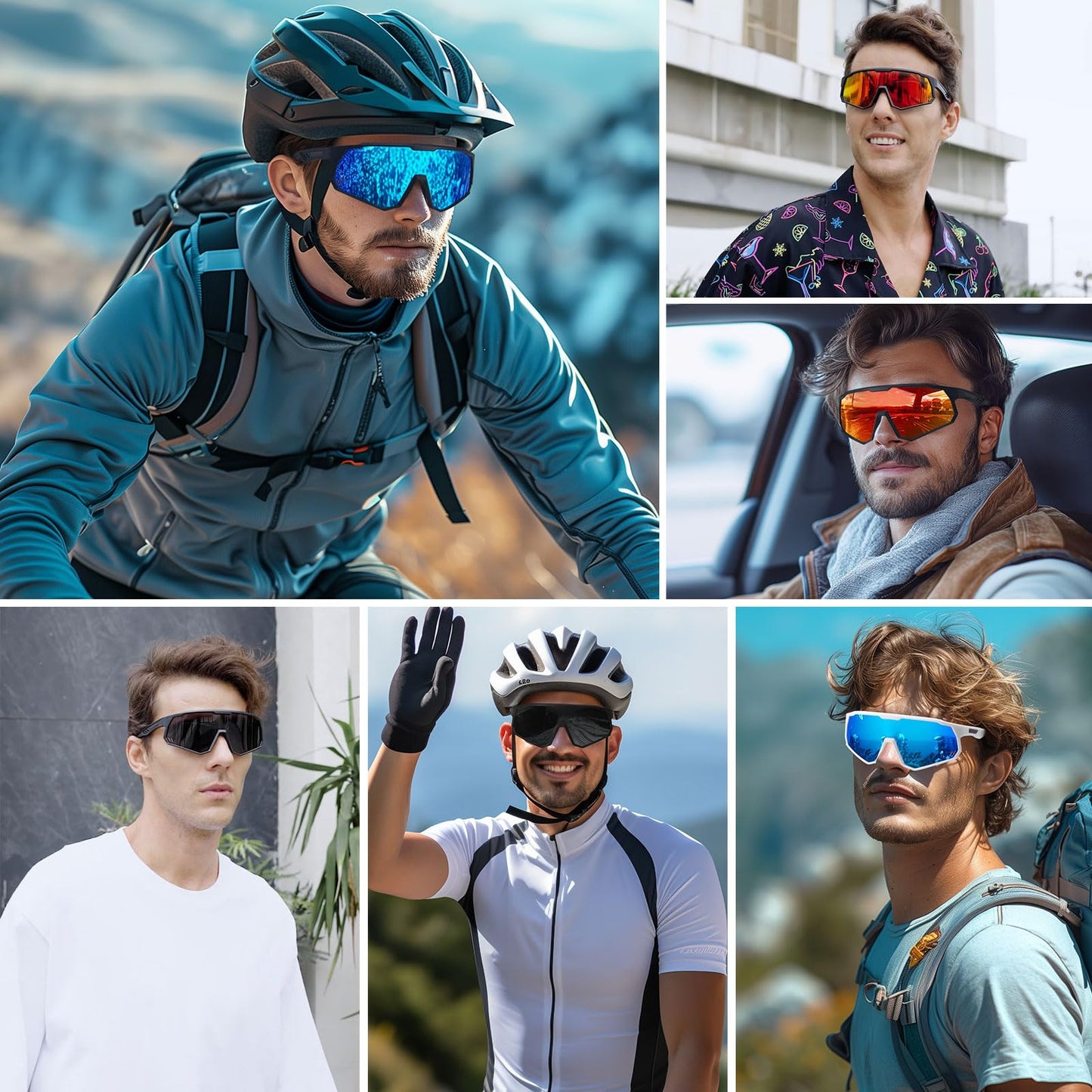Ofwin Polarized Sports Sunglasses for Men Women Wrap Around Cycling Running Sun Glasses UV400 Protection