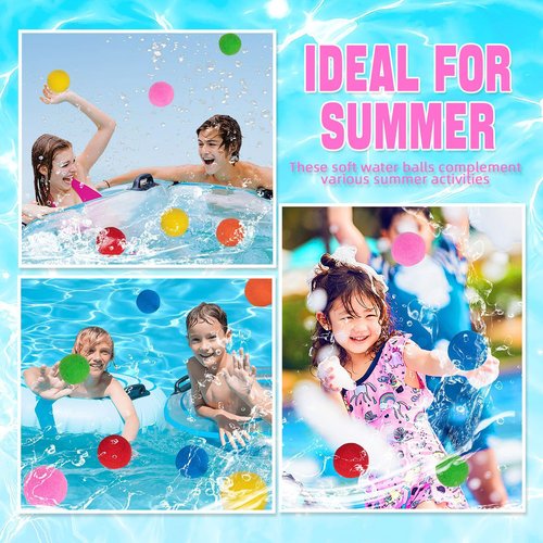 Reusable Water Sponge Balls, Kiddospace Reusable Water Sponge Balls, 2.4 Inch Soft Soaker Ball Fake Snowballs for Outdoor Toys and Games, Soft & Quick Hydration, Backyard Games (60pcs)