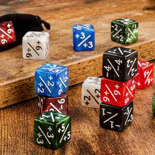 48 PCS MTG Dice Counters Buff Token Dice Loyalty Dice Commander Buff Tokens 6 Sided Dice Set for MTG, TCG, Card Games Accessories