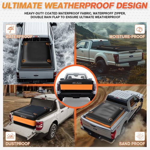 AlltoAuto Truck Bed Cargo Bag Plus, 35 Cubic Feet (58''x48''x22''), 100% Waterproof 600D Heavy Duty, Fits Any Truck, Simple and Convenient for Installation