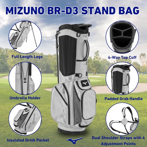 Mizuno BR-D3 Stand Golf Bag | 8 1/2 Inches | Black-White