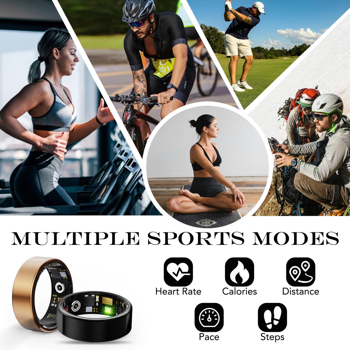 Milavan Smart Health Ring Fitness Tracker for Men Women, Sleep, Stress & Activity Monitoring, IP68 Waterproof, Long Lasting Battery, No Subscription Fees, Compatible with iOS & Android, Coral 6