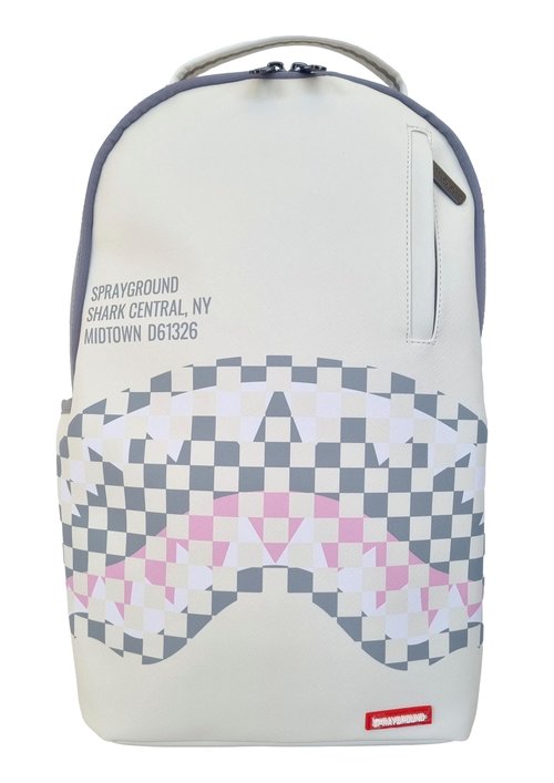 SPRAYGROUND Limited Edition 910B7420NSZ Cream Check Shark Central Savage Backpack, cream, M