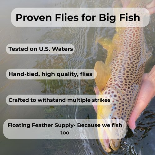Floating Feather Supply Elk Hair Caddis Dry Fly 12 Pack Brown and Olive - Hook Size 12-18, Flies for Fishing Trout Assortment, Fly Fishing Accessories, Floatant Hackle (6X (Olive, Brown), 14)