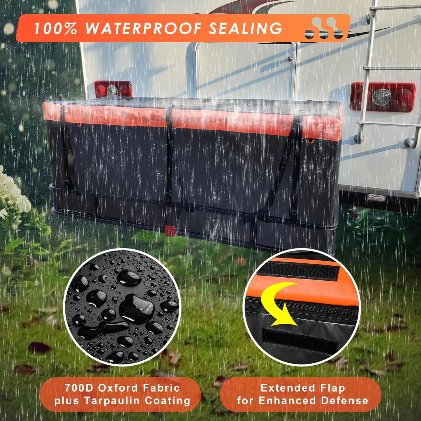 MeeFar Cargo Carrier Basket + Waterproof Bag (53"x19"x5.5", Hitch Mount)