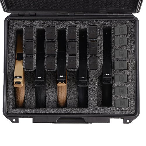 Gun Case for 5 Handguns, Hard Shell Pistol Case with 5 Gun Slots & 19 Magazines Slots, Heavy-Duty Waterproof TSA Firearm Air Travel Carrying Case Fits Glock, Beretta, S&W, Sig Sauer with Pre-Cut Foam