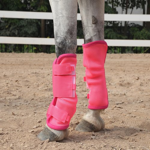 Gallopoff Fly Boots for Horses Set of 4, Non-Slip Horse Fly Boots, Comfy Airflow Mesh, No More Stomping & Horsefly Nuisance Pink Full