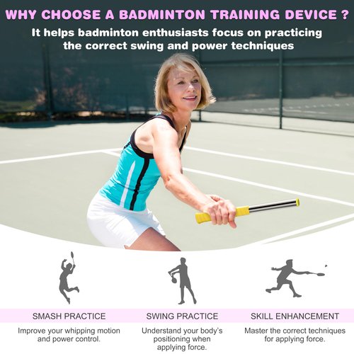 Moojay Badminton Racket Power Trainer with Magnetic Resistance 28N Swing Trainer, Sound Feedback for Correct Technique PP Handle, for Training, Fitness, and Professional Use - Yellow
