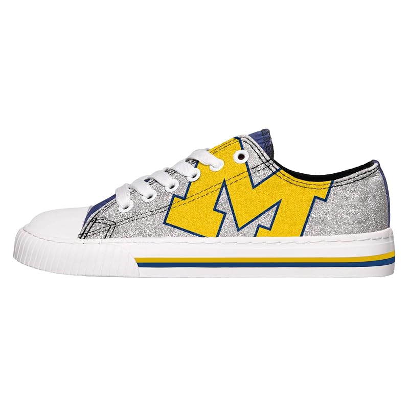 Michigan Wolverines Glitter Low Top Sneakers - Canvas Shoes, FOCO