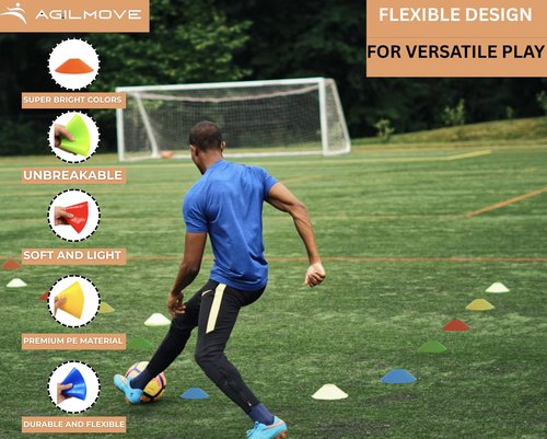 Flexible Soccer Cones (Pack 25, Multi Colors) with Mesh Bag & Strap, Unbreakable Sports Cones for Soccer, Basketball, Football Training Equipment, Agility Soccer Cones for Drills Training
