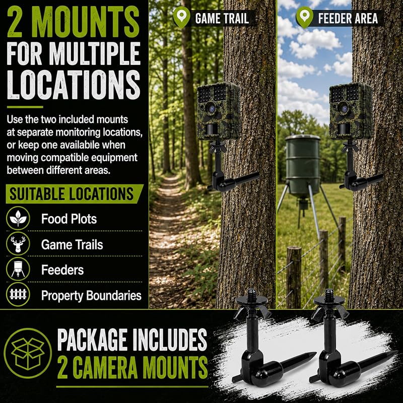 Nuobake Trail Camera Mount 2-Pack, Screw-In Tree Mounts for 1/4-20 Cameras & Accessories