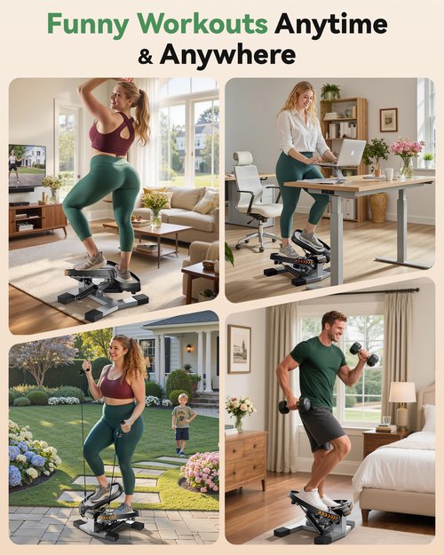Sportsroyals Stair Stepper for Exercises-Twist Stepper with Resistance Bands and 330lbs Weight Capacity