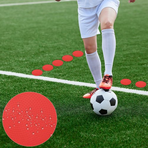 PATIKIL Spot Markers 4 Inch, 6 Pcs Non-Slip Floor Dots Agility Markers Flat Field Cones Poly Dots for Gym PE Speed Training Dance Soccer Basketball Sports, Red