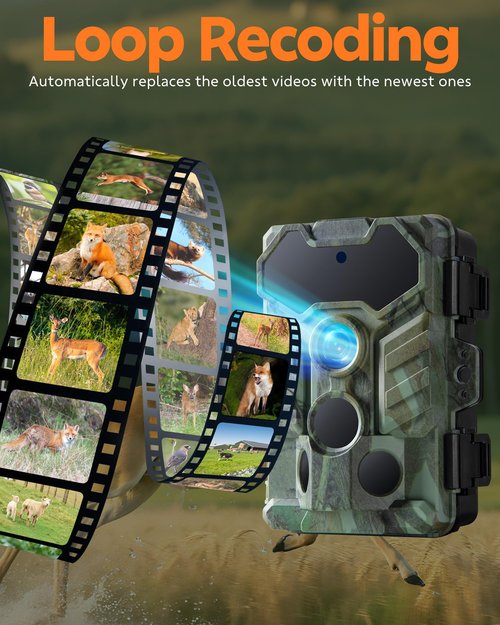 VOOPEAK Trail Camera WiFi, 32MP 1080P Game Camera with 0.1s Trigger Speed - Low Glow IR Night Vision, 130° Wide-Angle, IP66 Waterproof Trail Cam Includes 32GB TF Card Ideal for Wildlife Monitoring