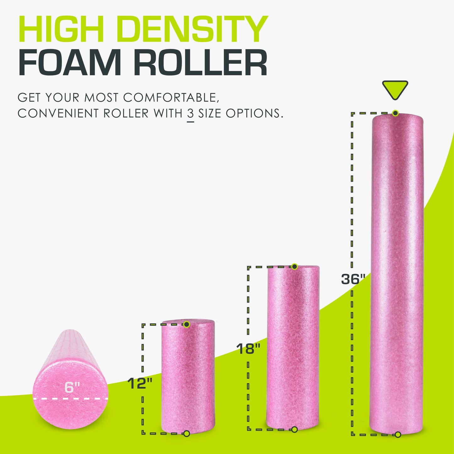 ProsourceFit High Density Foam Rollers 36 - inches long,Firm Full Body Athletic Massage Tool for Back Stretching, Yoga, Pilates, Post Workout Muscle Recuperation, Pink