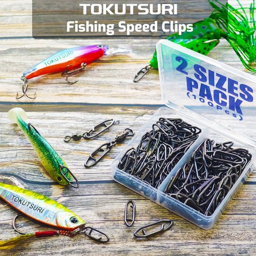 TOKUTSURI Fishing Quick Change Clips Topwater Speed Clips Crankbaits Quick Snaps Fishing Speed Power Clip Stainless Saltwater Freshwater 100pcs Black Set A