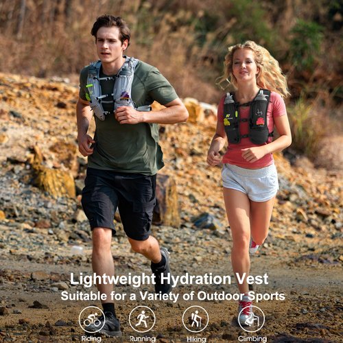N NEVO RHINO Running Vest, Hydration Running Water Vest 5L with 1.5L Water Bladder Bag, Lightweight Hydration Pack Water Backpack Multi-Pocket for Hiking Race Trail Marathon for Women Men