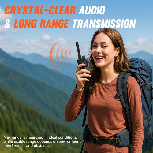 Midd Kacy MK108 Walkie Talkies,2 Way Radio Long Range,60 Channel GMRS Radio with 121 Privacy Codes,IP55 Waterproof,SOS,NOAA Weather Alerts,VOX,Dual Watch(Black/Orange,2 Pack)