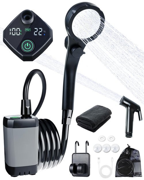 Beviliu Portable Shower, 6000mAh Rechargeable Portable Shower for Camping with USB Cable Outdoor Shower Portable Shower Head, Car Camping Gear, Pet Bathing Dog Shower, Portable Camping Shower