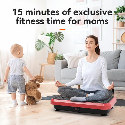 Vibration Plate Exercise Machine, Vibration Plate for Lymphatic Drainage Weight Loss, 999 Gear Shaping Vibrating Plate, Full Whole Body Workout Vibration Platform with Handles for Home Fitness (RED)