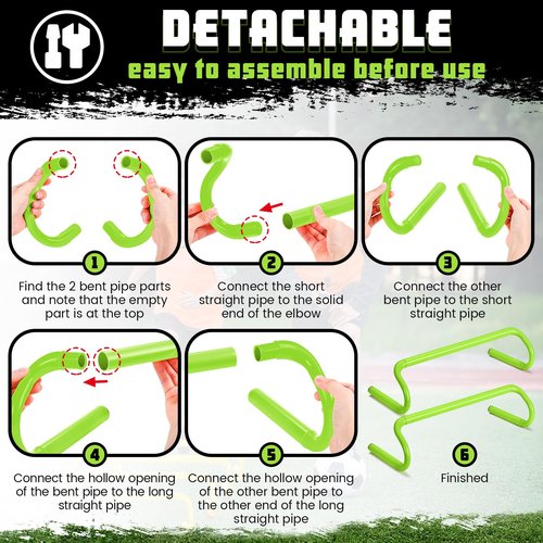 Gemscream 5 Pcs Speed Agility Training Hurdles Detachable Durable Equipment Plyometric and All Purpose Speed Training Hurdle Equipment for Athletes Soccer Basketball(6 Inch,Green)