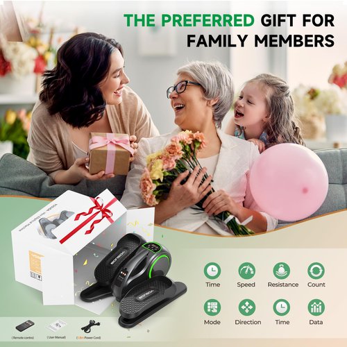 YOSUDA Under Desk Elliptical Machine, Ellipse Leg Exerciser for Seniors with 10 resistances & speeds,Black Green