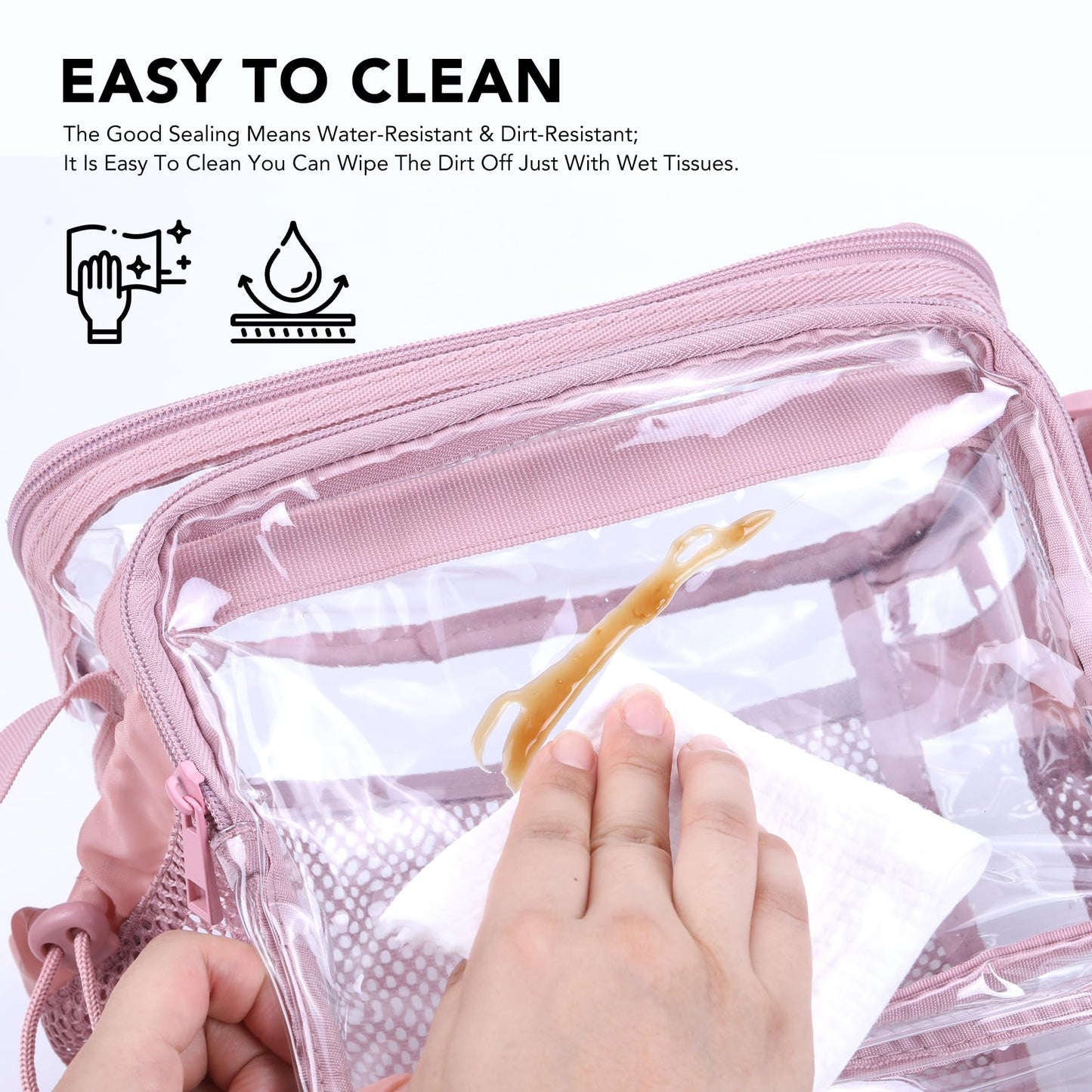 BORMELUN Clear Lunch Bag for Work - Heavy Duty Transparent Lunch Box for Men and Women - Stadium Approved for Correctional Officers Plastic Lunch Bag (pink)