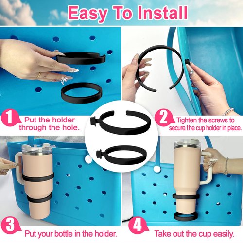Bogg Bag Cup Holder for 30oz 40oz Stanley, Adjustable Insert Drink Holder Compatible with Bogg Bag/Simply Southern Beach Tote Bag, Water Bottle Holder Attachment for Bogg Bag Accessories