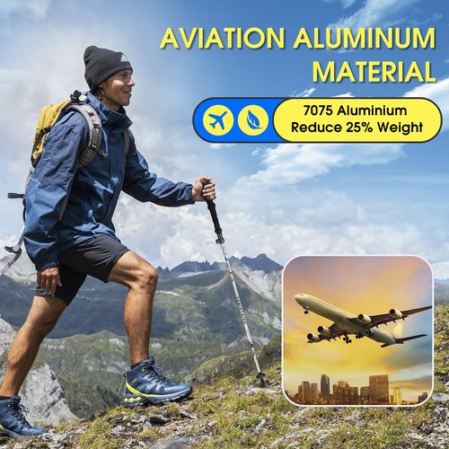 THRISTRIDE Collapsible Aluminum Single Trekking Pole（1pc） - Lightweight Hiking Stick for Women, Men & Seniors, Adjustable Walking Sticks for Hiking, Camping & Outdoor Activities