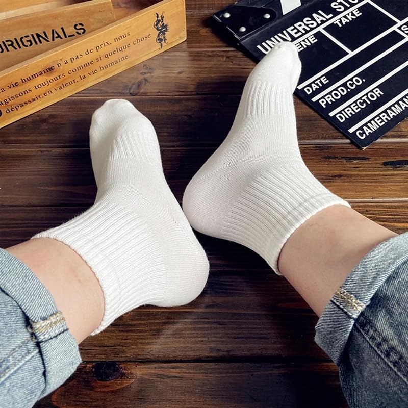 30 Pairs Crew Socks - Unisex Cotton Athletic Socks 4-8 (Black White Gray) - 12/30 Pairs