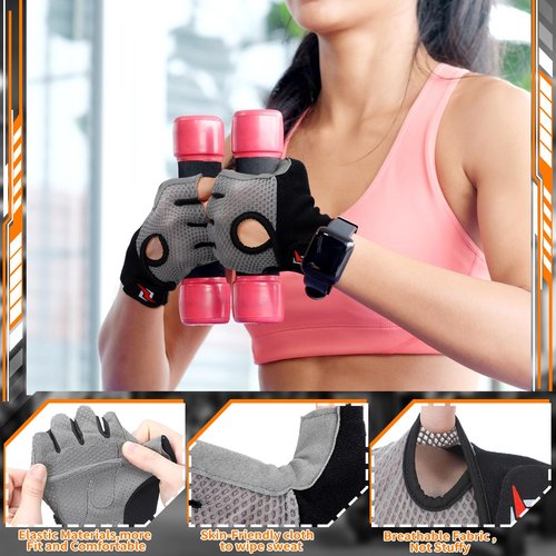 Fourluoo 3 Pack Breathable Workout Gloves Weight Lifting Gloves for Men and Women Full Palm Protection, Grip for Gym, Cycling, Exercise, Pull-ups, Climbing, Rowing, and Fitness Training(Dark Style)