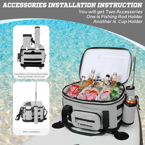 MORXPLOR Waterproof Shell 24 cans Paddle Board Cooler Bag, Sup Deck,Kayak Cooler Bag Accessories